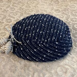 Vintage Navy Tweed Newsboy Cap | Baker Boy Hat